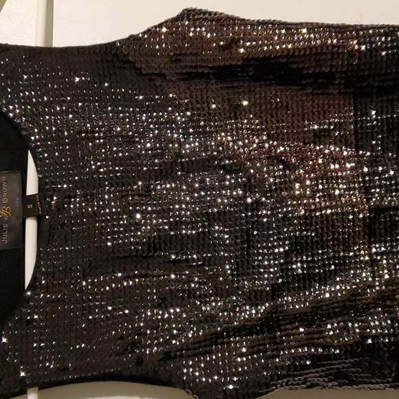 JB by Julie Brown women's S black wool sequenced midi dress - Picture 3 of 5